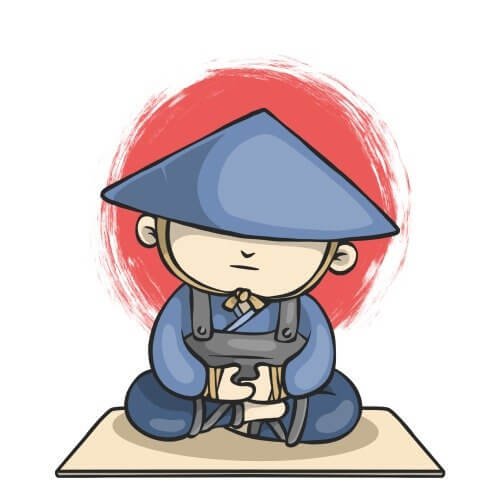 cartoon of a rebel monk meditating